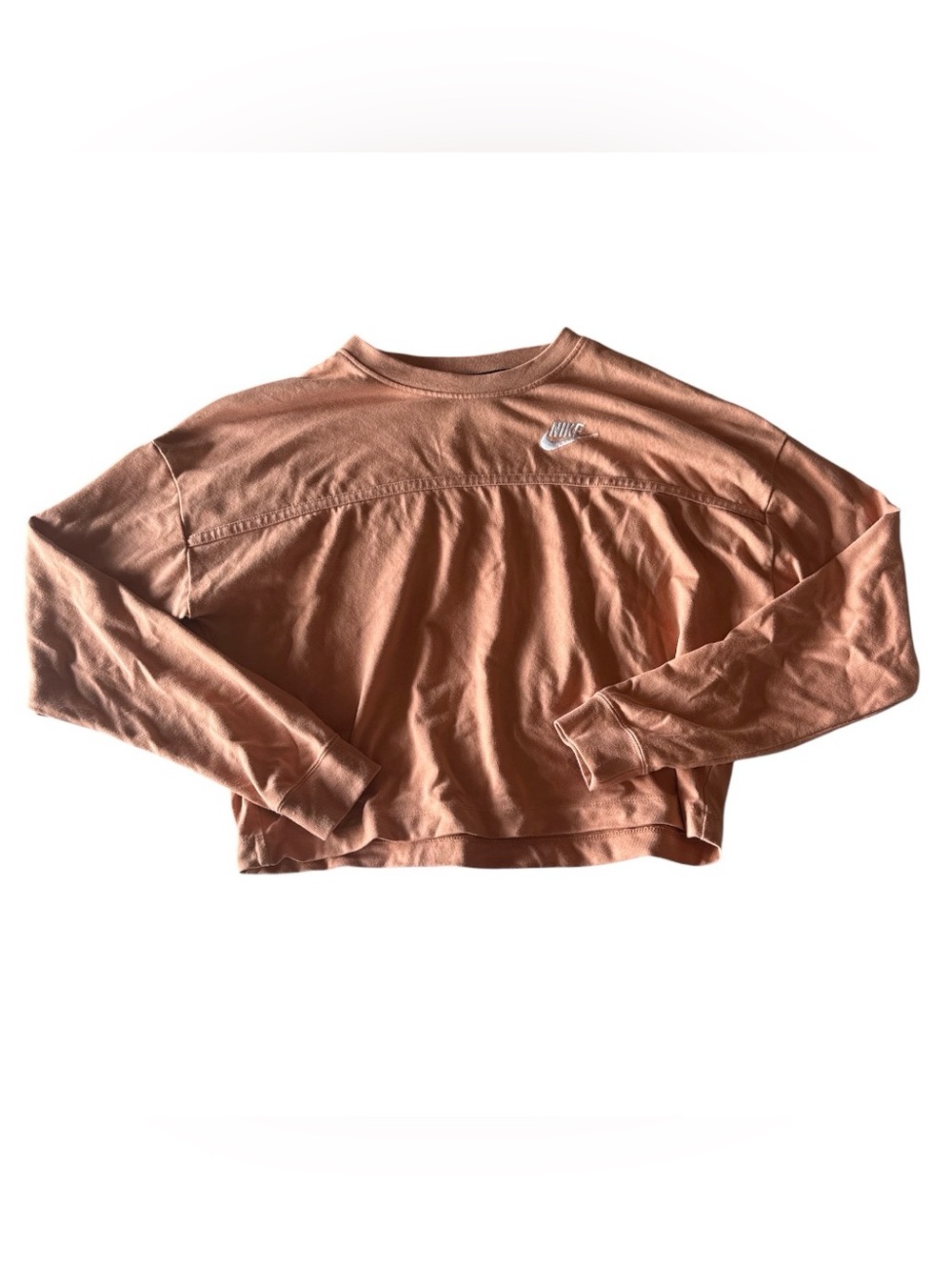 Nike Peach Cropped Sweatshirt with Contrast Neck Trim